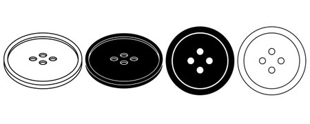 outline silhouette shirt button icon set isolated on white backgroundのイラスト素材