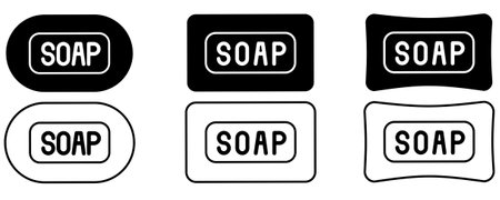 outline silhouette soap icon set isolated on white backgroundのイラスト素材