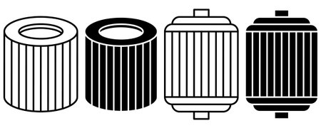 outline silhouette car oil filter icon set isolated on white backgroundのイラスト素材