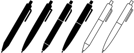 outline silhouette pen icon set isolated on white backgroundのイラスト素材