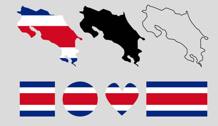 Republic of Costa Rica map flag icon setのイラスト素材