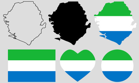 Republic of Sierra Leone map flag icon setのイラスト素材