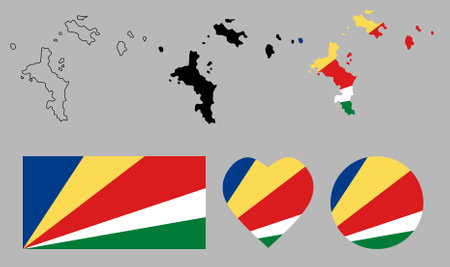 Republic of Seychelles map flag icon setのイラスト素材