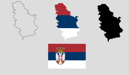 Republic of Serbia map flag icon setのイラスト素材