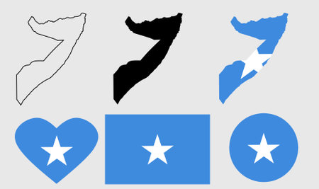 Federal Republic of Somalia map flag icon setのイラスト素材