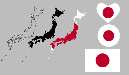 Japan map flag icon setのイラスト素材