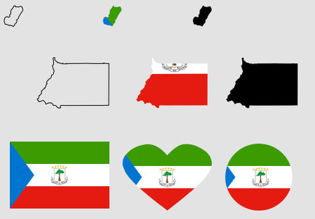 Republic of Equatorial Guinea map flag icon setのイラスト素材