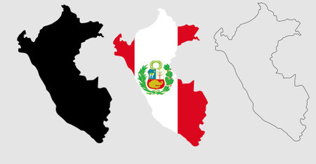 Republic of Peru map flag setのイラスト素材