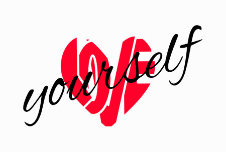 love yourself quote vector heartのイラスト素材