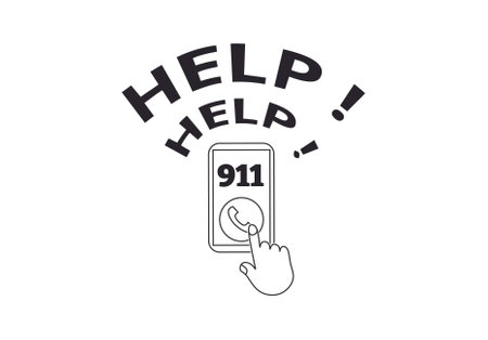 outline 911 emergency call vector illustrationのイラスト素材