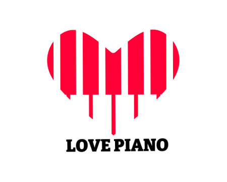 love piano icon logo isolated on white background.vector illustrationのイラスト素材