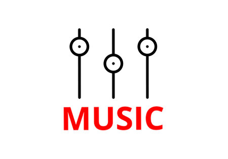 letter m music control logo icon. Preferences switcher. Music studio mixer console. Sound level controlのイラスト素材