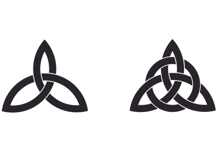 triquetra sign.Triquetra in circle Trikvetr knot shape Trinity knot icon set.perfect for tattooのイラスト素材