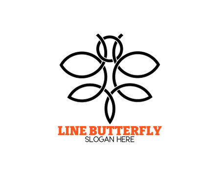 simple continuous line butterfly logoのイラスト素材