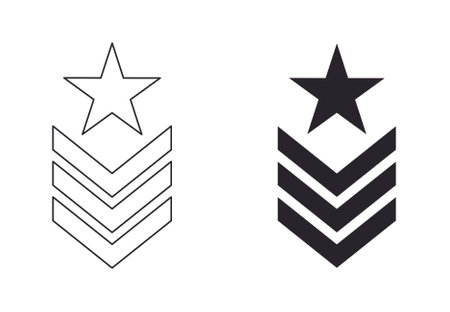 outline silhouette military rank icon isolated on white backgroundのイラスト素材