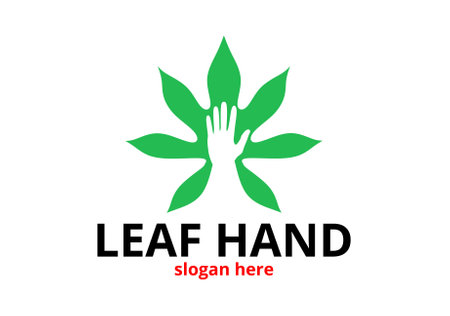 leaf hand eco friendly logoのイラスト素材