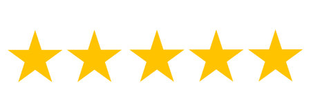 illustration of a star.five yellow rating stars
