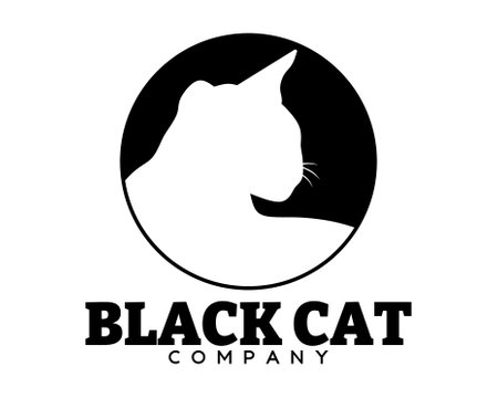 silhouette circle cat logoのイラスト素材