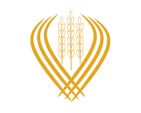 simple leaf and branch wheat logoのイラスト素材
