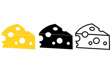 Cheese flat line icons set isolated on white backgroundのイラスト素材