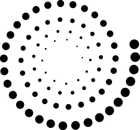 black white dots spiral on transparent backgroundのイラスト素材