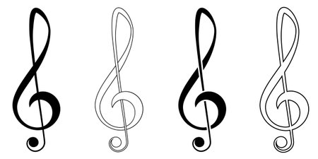 treble g clef icon isolated on white backgroundのイラスト素材