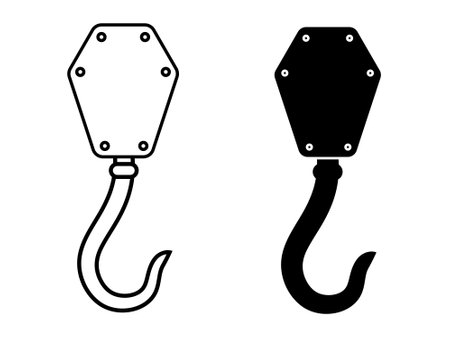 outline silhouette Crane hook icon set isolated on white backgroundのイラスト素材