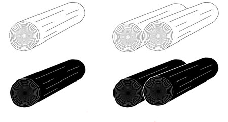 outline silhouette wooden log icon set isolated on white backgroundのイラスト素材