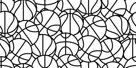 black white basketball seamless patternのイラスト素材