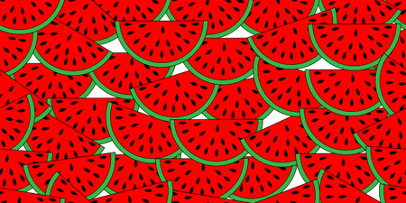 red watermelon slice seamless patternのイラスト素材
