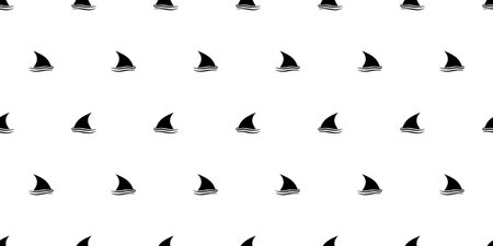 black white shark fin seamless patternのイラスト素材