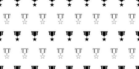 outline silhouette military medal seamless paternのイラスト素材