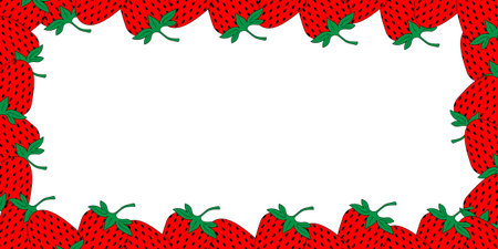 red strawberry frame with copy space for text or designのイラスト素材