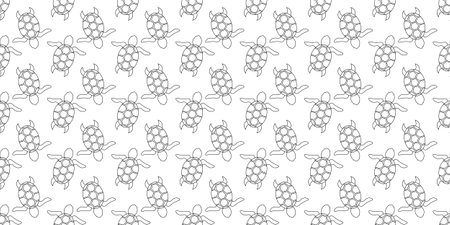 outline turtles seamless patternのイラスト素材