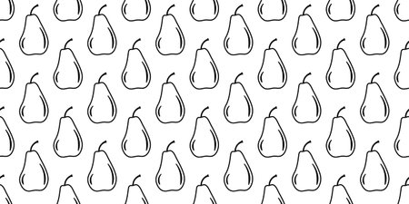 black white pear seamless patternのイラスト素材