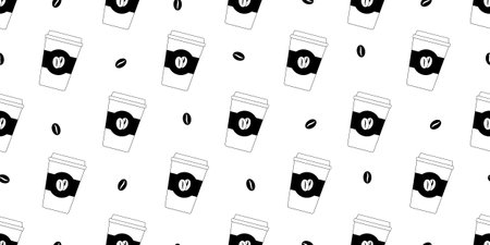 coffee cup seamless patternのイラスト素材