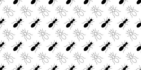 black white ants seamless patternのイラスト素材