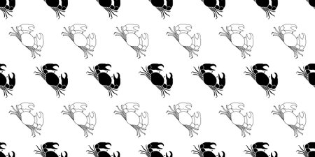 black white crab seamless patternのイラスト素材