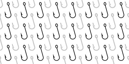 outline silhuette fishing hook seamless patternのイラスト素材