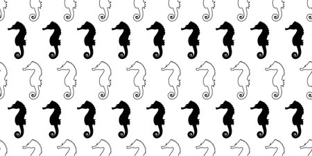 outline silhouette Seahorses seamless patternのイラスト素材