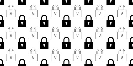 black white padlocks seamless patternのイラスト素材