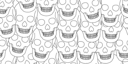pile of human skulls seamless patternのイラスト素材