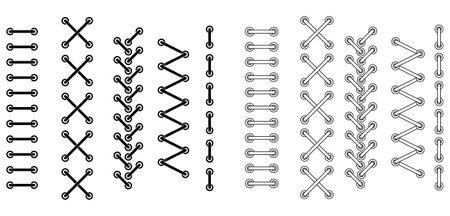 outline silhouette stitch icon setのイラスト素材
