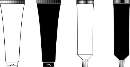 outline silhouette tube container flat icon setのイラスト素材