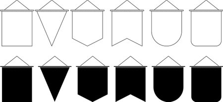 outline silhouette simple pennant icon setのイラスト素材