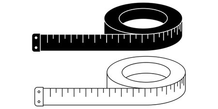 outline silhouette tape measure icon set isolated on white backgroundのイラスト素材