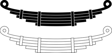 outline silhouette vehicle leaf spring icon setのイラスト素材