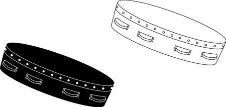outline silhouette tambourine icon setのイラスト素材