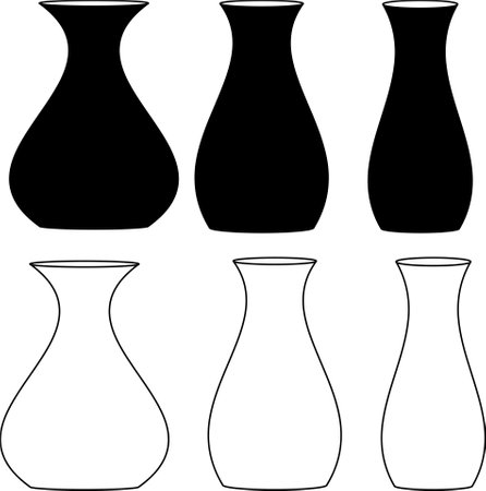 outline silhouette vases icon setのイラスト素材