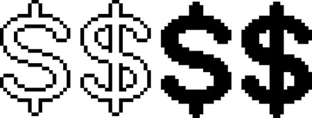 pixel art usd sign setのイラスト素材